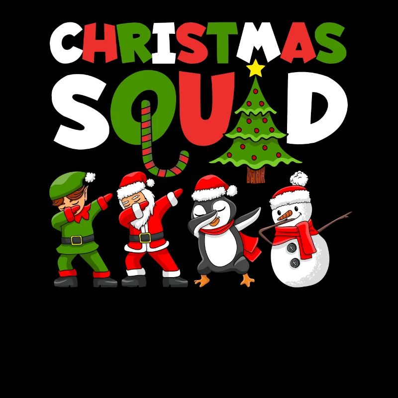 Christmas Squad Funny Xmas Tree Dabbing Santa Elfe