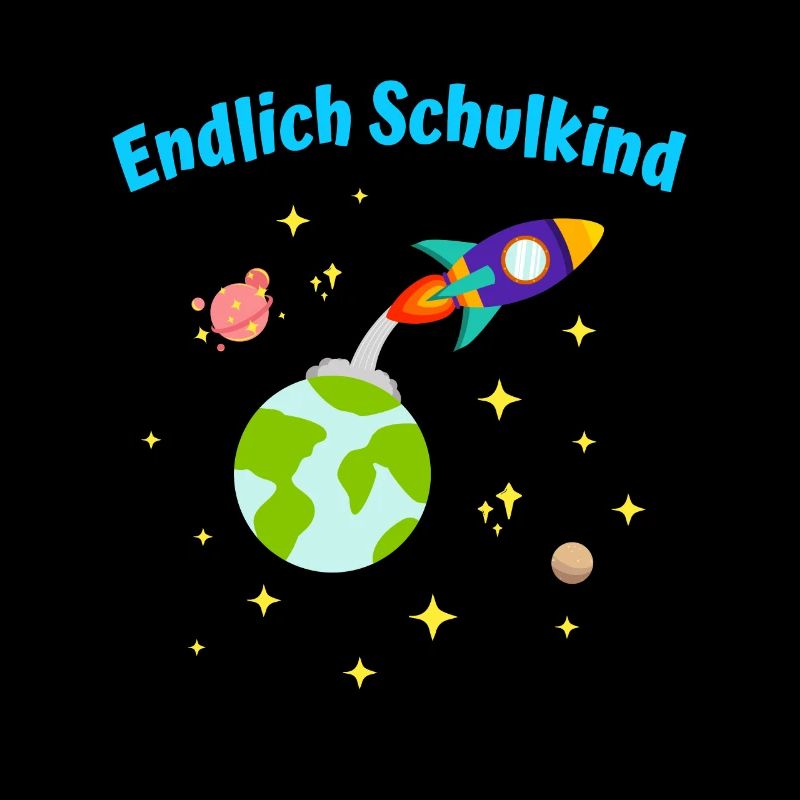 Endlich Schulkind Rakete Einschulung Kinder