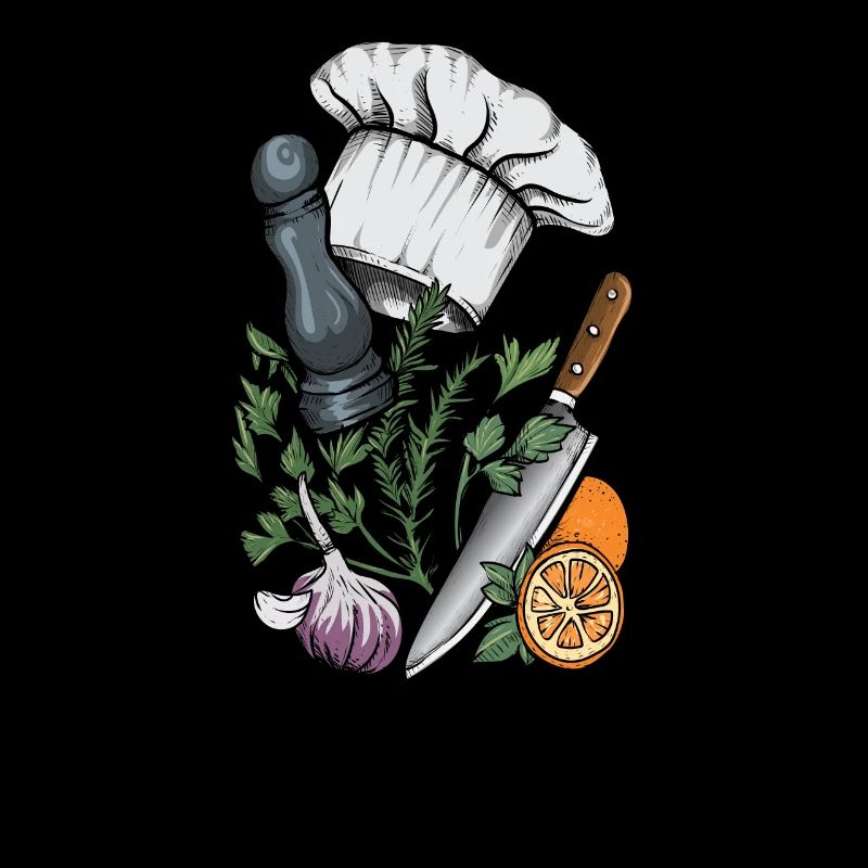 Cook I spices kitchen chef hat cook motif for chef