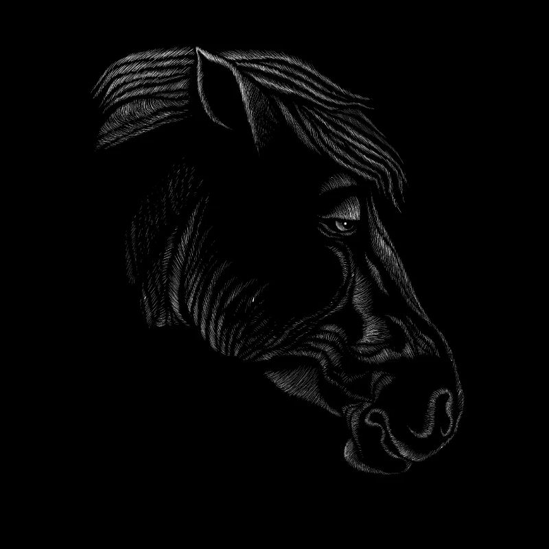 Cheval Dessin réaliste Stroke Lines Cheval