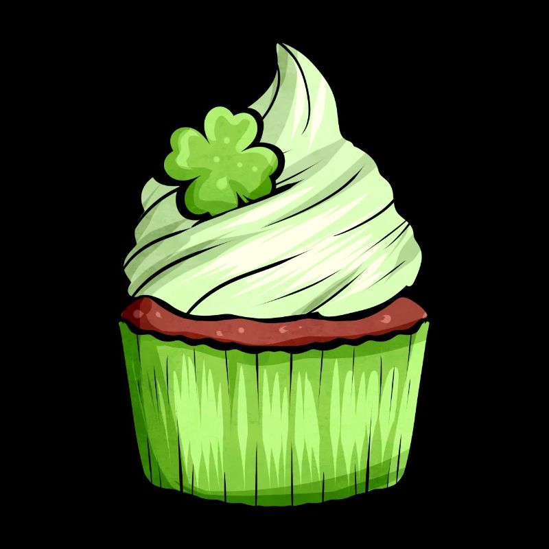 Muffin avec garniture verte et trèfle pour St.