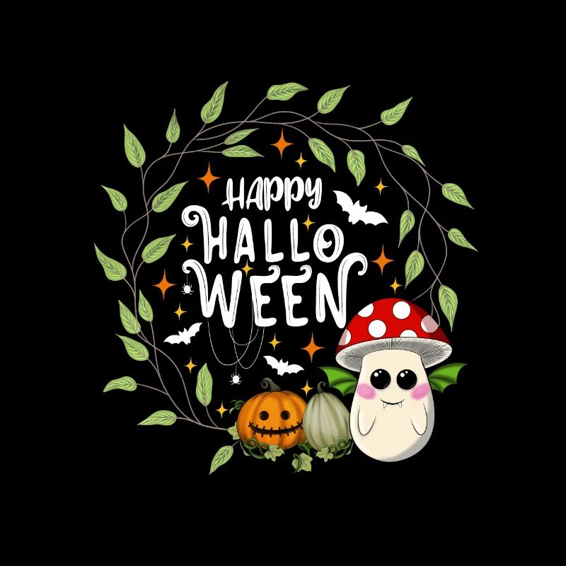Happy Halloween toadstool white