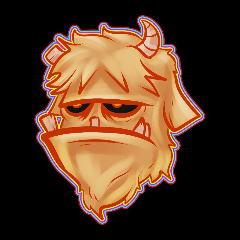 Grumpy Brown Monster With Horns Halloween