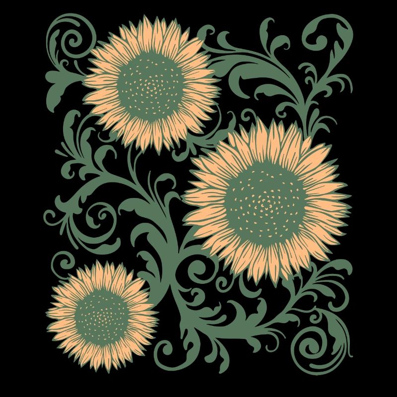 Baroque Aesthetic Sunflower Pattern Dark Academia