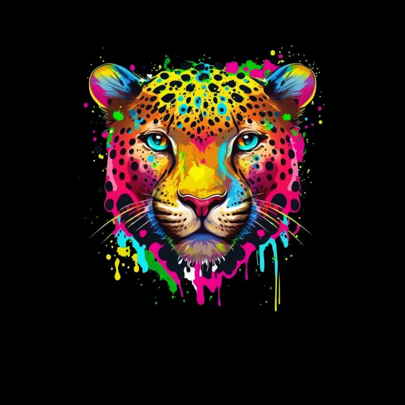 Rainbow paint splash leopard cheetah jaguar