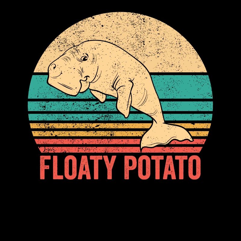 Funny Manatee Floaty Potato Retro