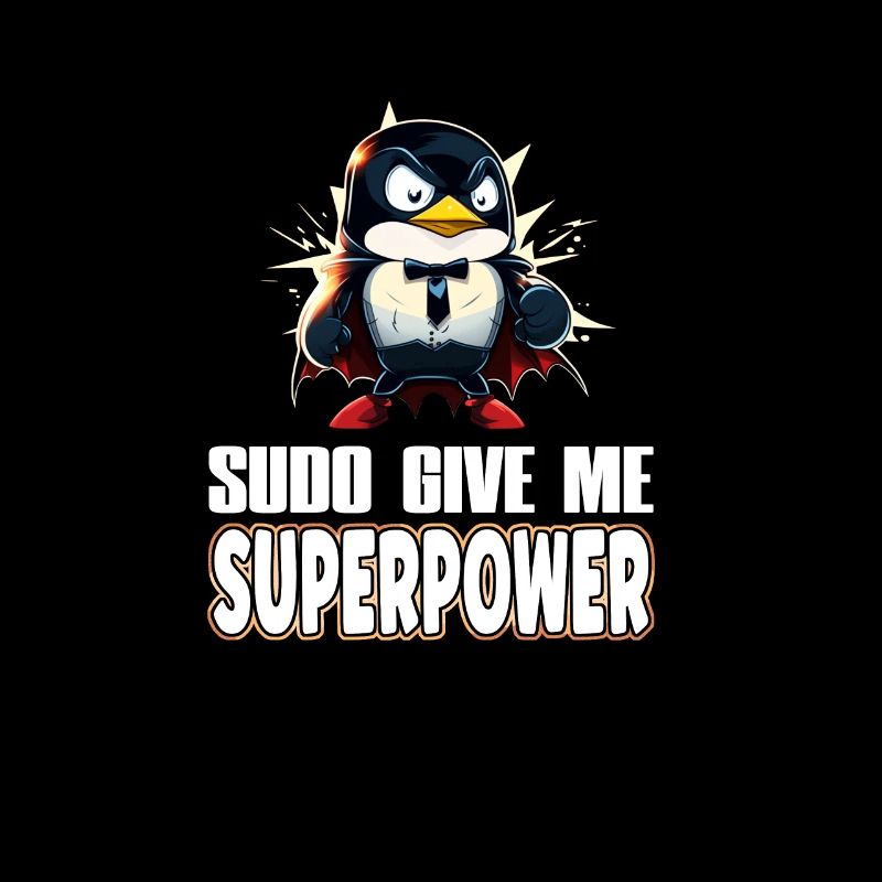 Linux Sudo Superpower Tux Superhero Penguin