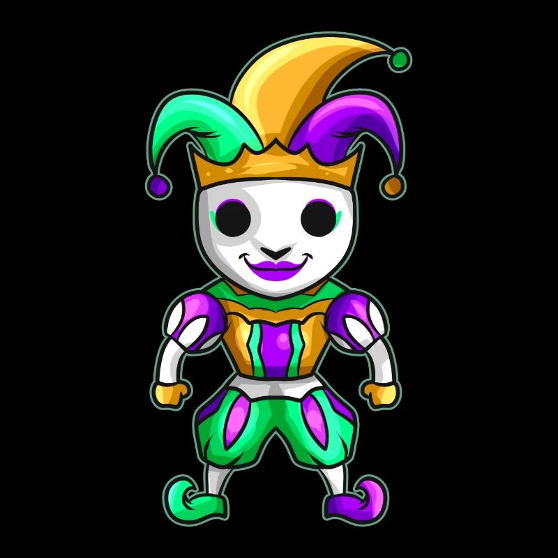 Bouffon Kawaii mignon avec masque pour Mardi Gras