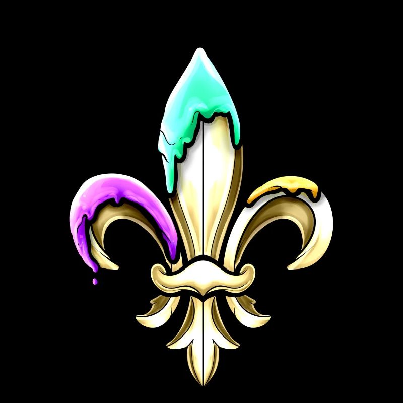 Fleur de lys dorée avec vert pourpre et or
