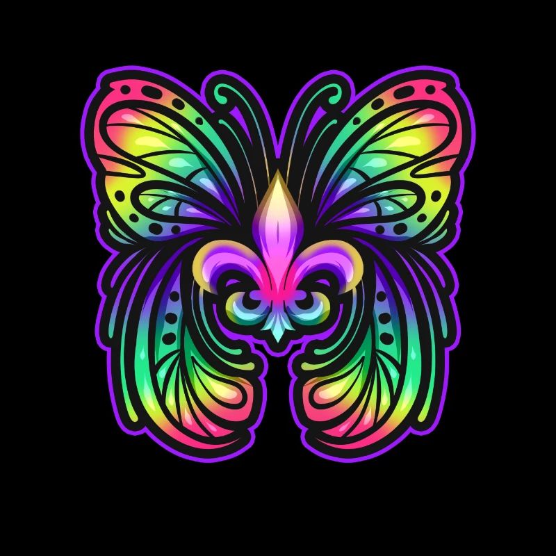 Rainbow Colourd Fleur De Lis Butterfly For Mardi