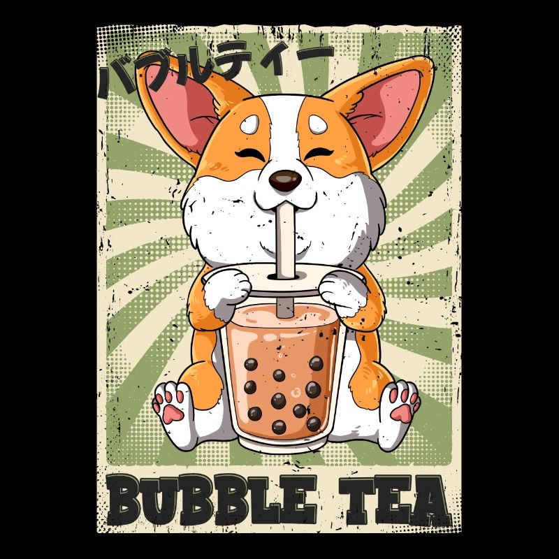 Boba Tea Corgi Hund Bubble Tea