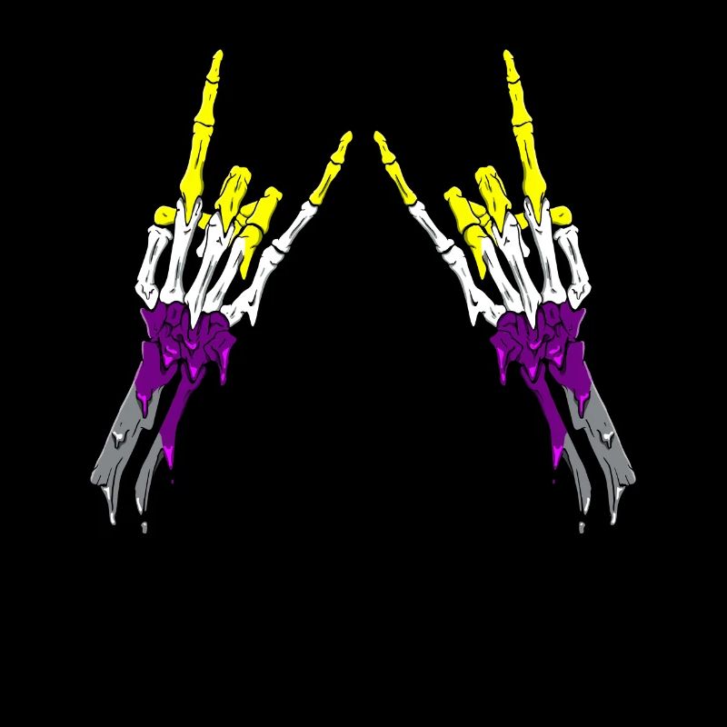 Non Binary Pride Flag Devil Horn Skeleton Subtle