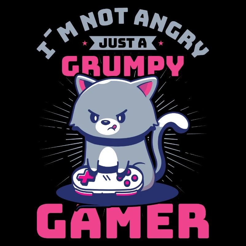 Gaming, Zocken, Videospiel, Grumpy Katze Gamer