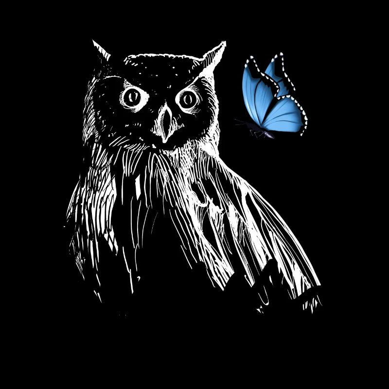 Hibou avec papillon