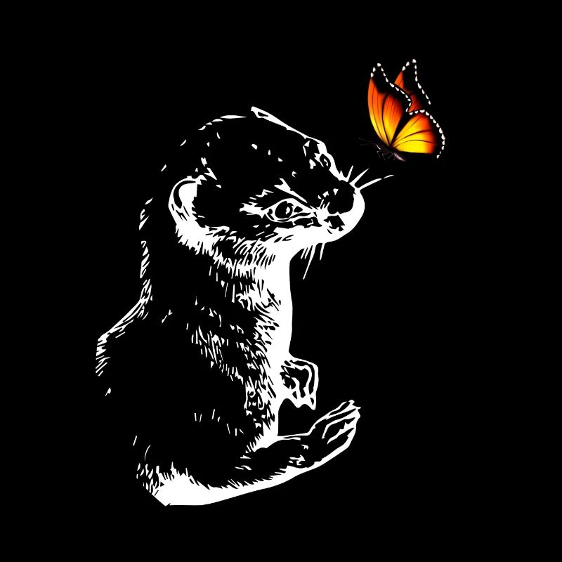 Weasel with butterfly