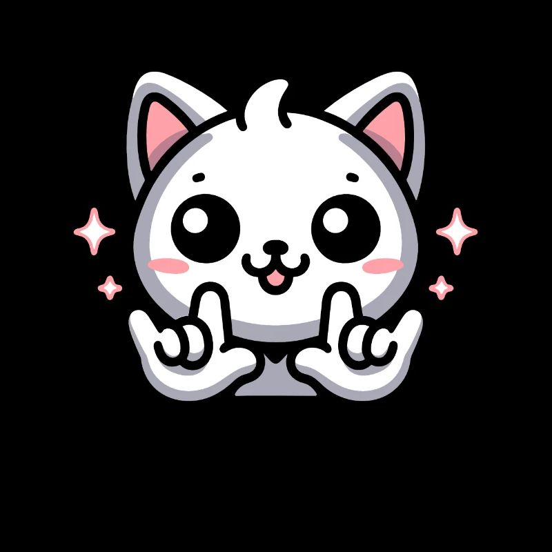 ILY Cat ASL Geste de la main Perte auditive sourde