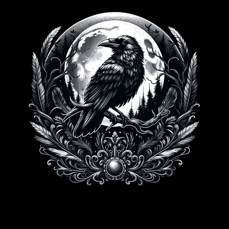 Mystical Raven and Moon: Gothic Elegance