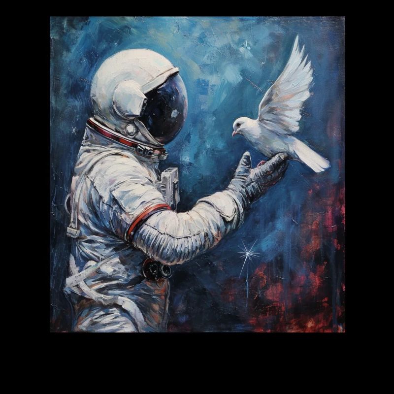 Raumfahrt, Frieden Astronaut mit Taube, Weltraum