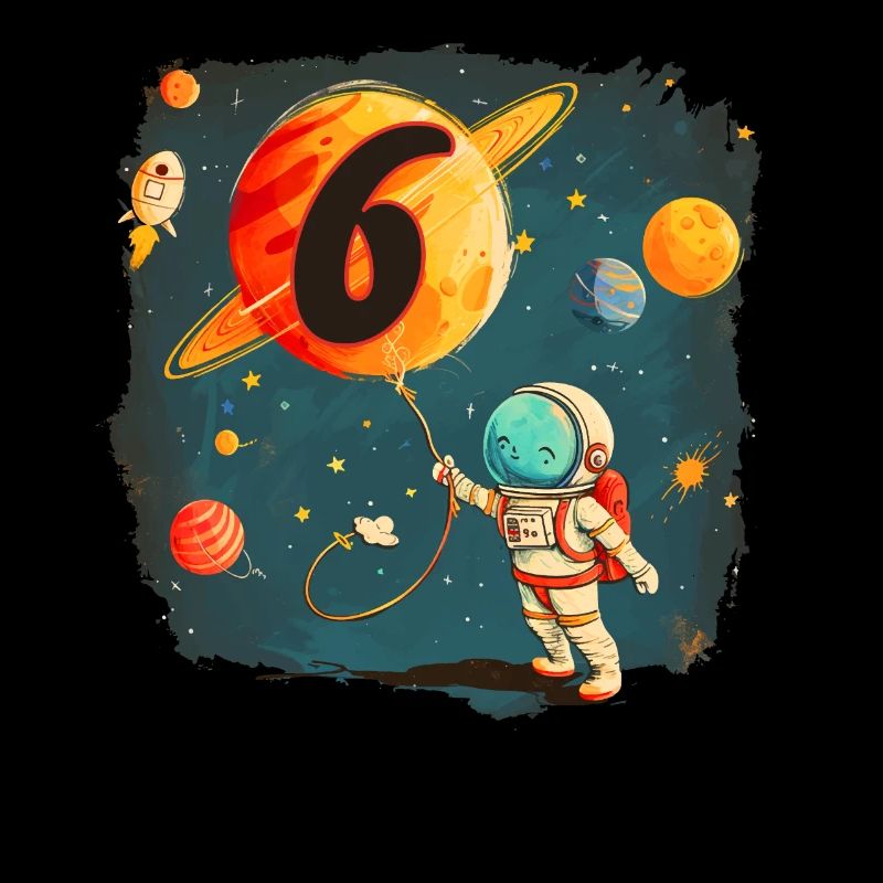 Astronaut Junge 6. Geburtstag Buntes Universum