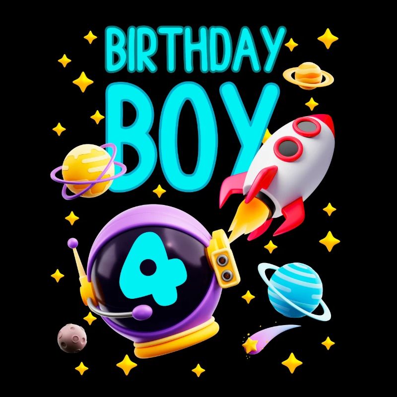 4th Birthday Space Rocket Astronaut Boy