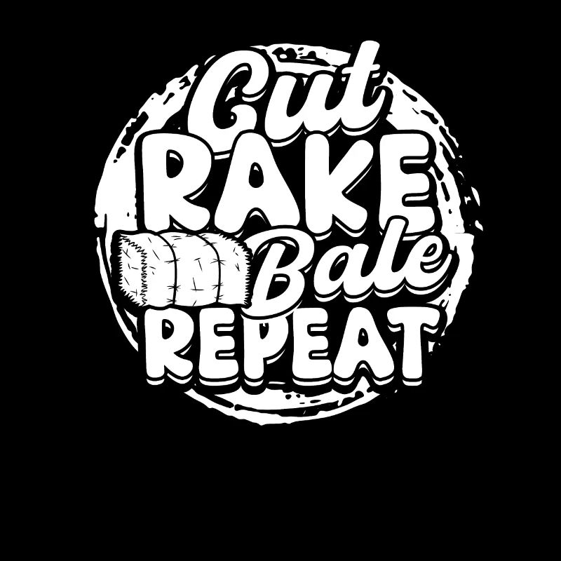 Farmer Straw Bale Cut Rake Bale Repeat
