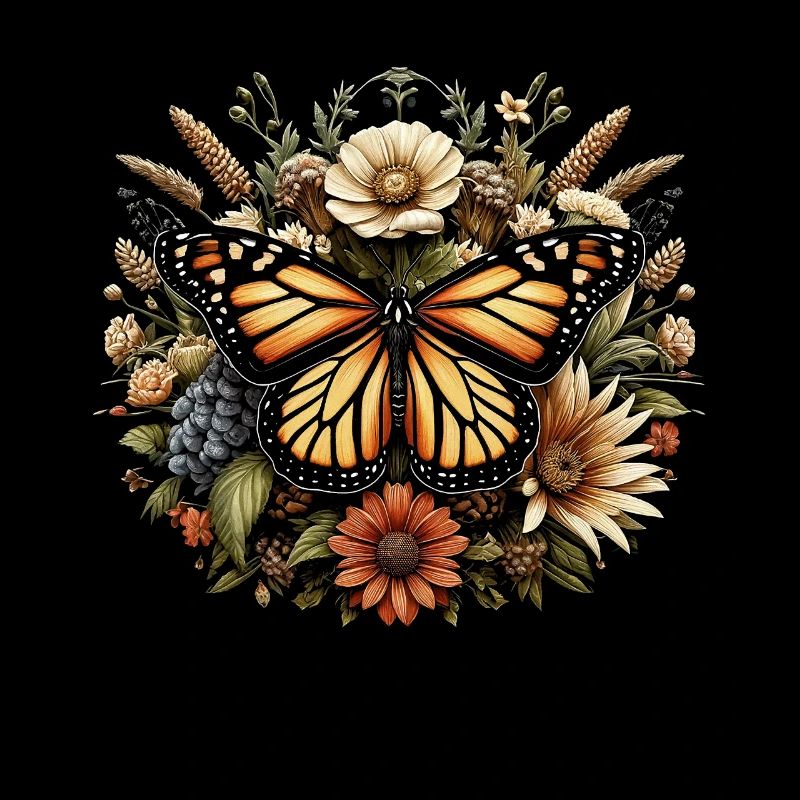 Cottagecore Schmetterling Mit Blumen