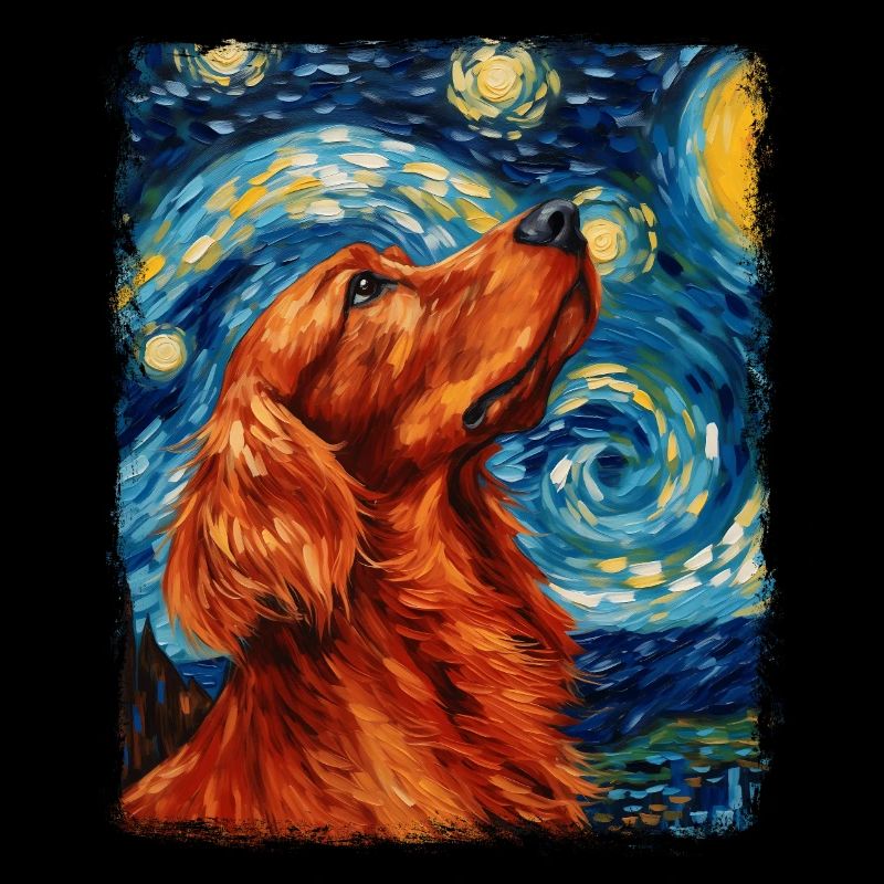 Irish Setter Hund Sternennacht Gemälde