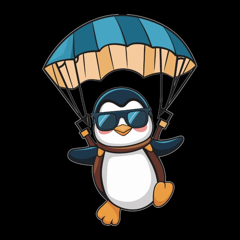 Cooler Pinguin Mit Fallschirm
