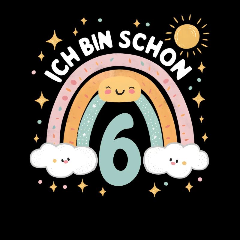 6. Geburtstag Geburtstagsshirt Regenbogen Wolke