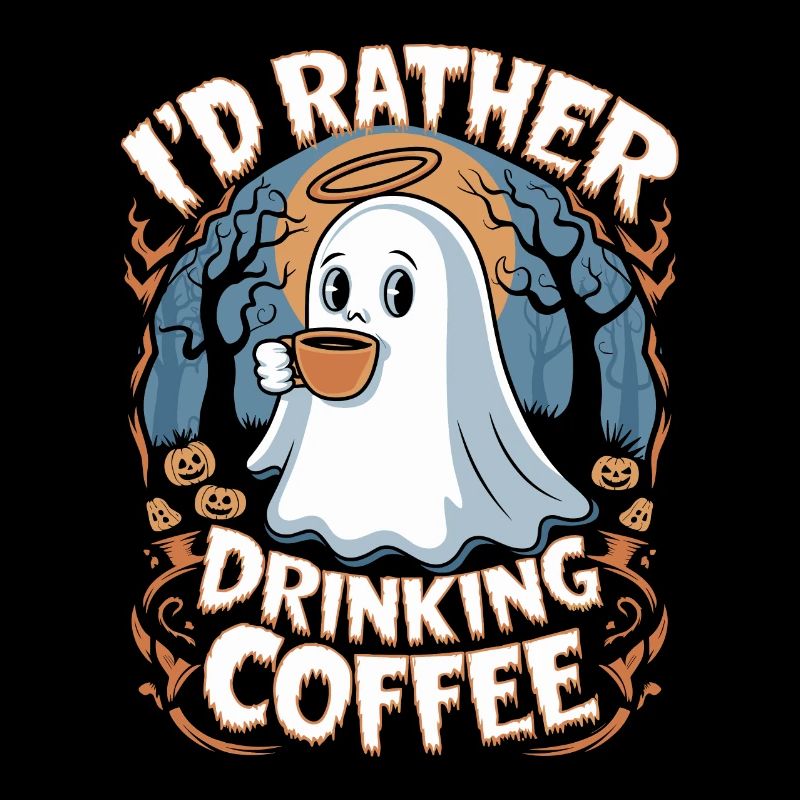 Fantôme d'Halloween dans la nuit : Cher café