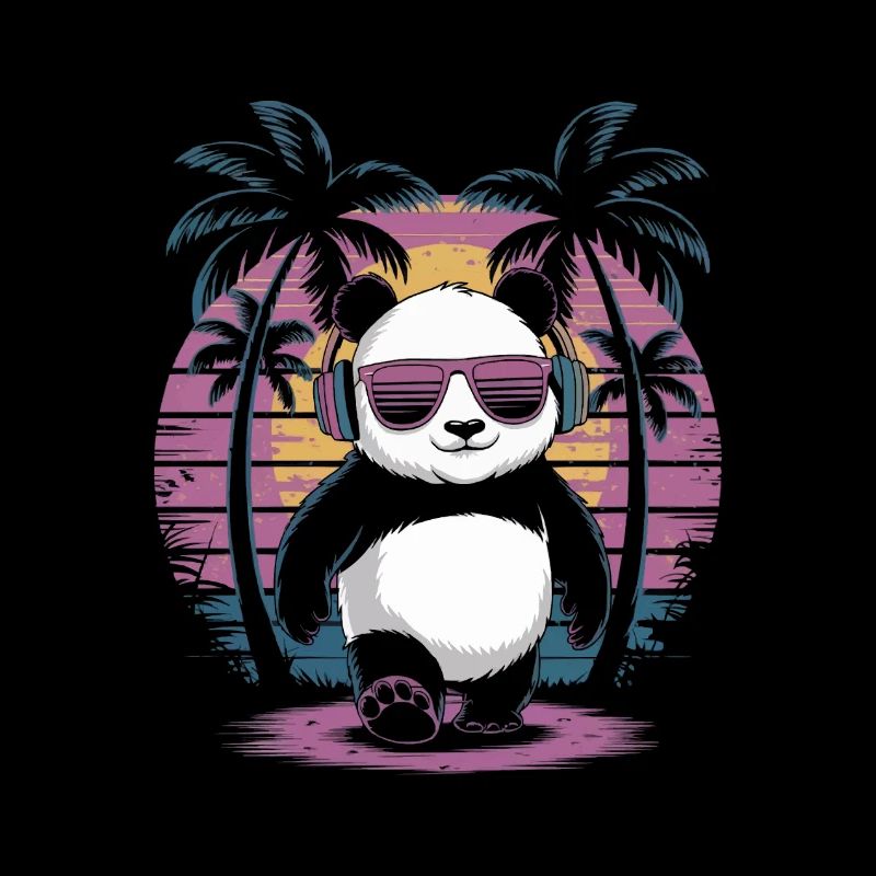 Panda mit Sonnenbrille und Kopfhörer