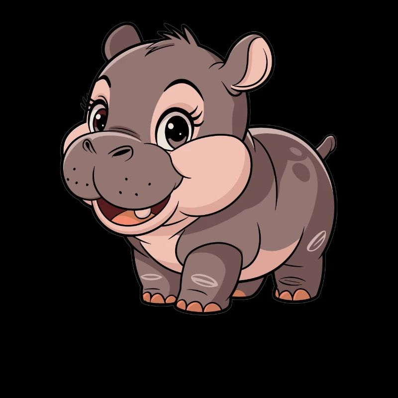 Hippopotame de dessin animé mignon - Moo Deng Hippo