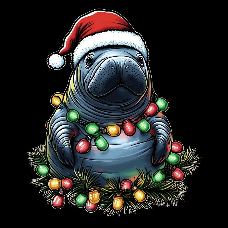 Manatee Floaty Potato Manatee Santa Hat Xma