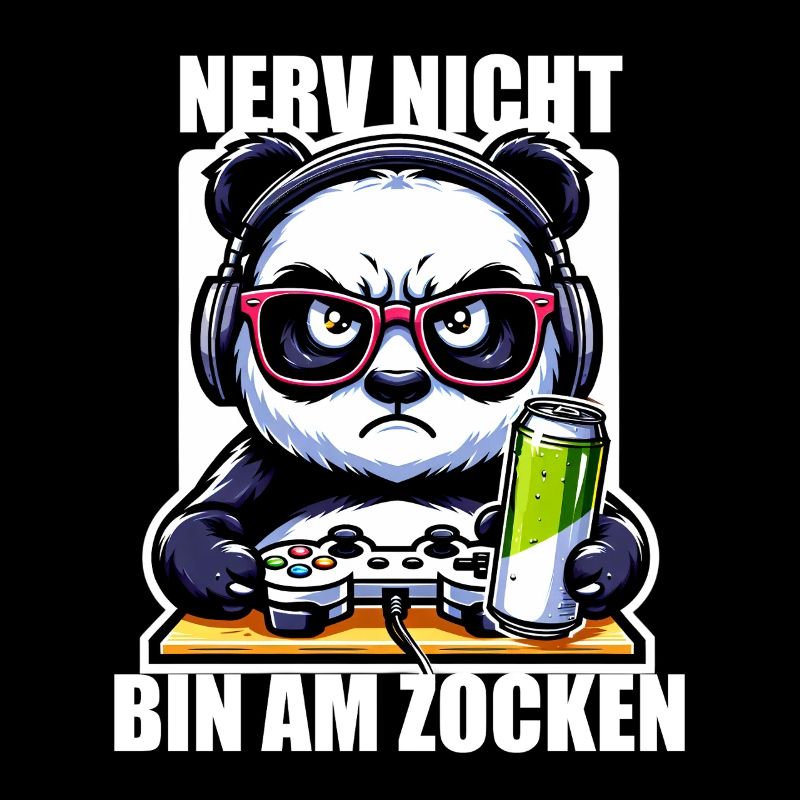 Bin am Zocken Gaming Panda grumpy Lustig