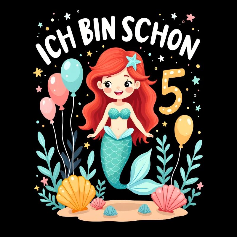 Ich bin schon 5 Meerjungfrau Geburtstag Mädchen