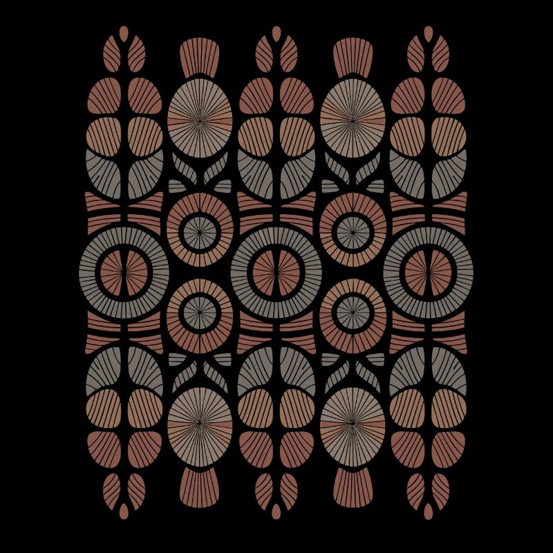 African Boho Pattern Circles and Leaves