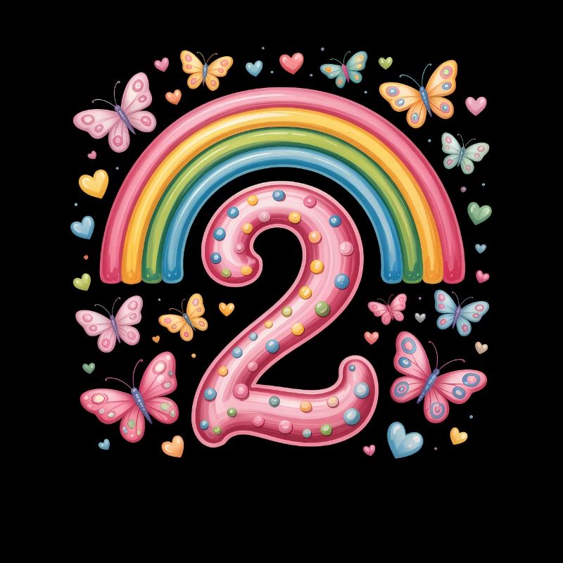 Regenbogen Schmetterling 2. Geburtstag Mädchen