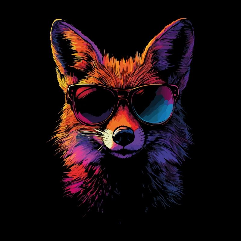 Fuchs mit Sonnenbrille in Regenbogenfarbe