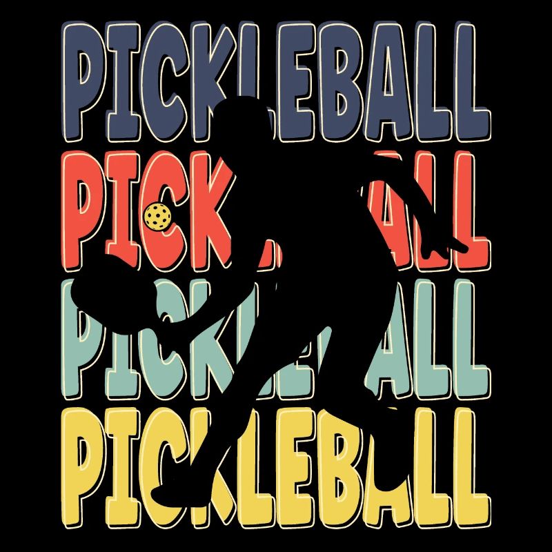 Cool Retro Text Silhouette Pickleball