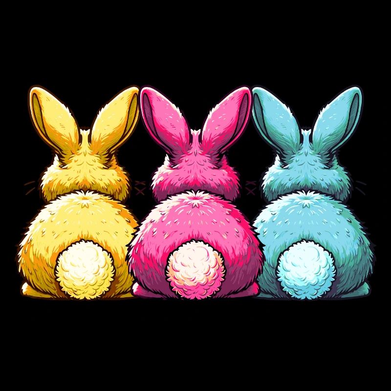COLORFUL EASTER BUNNIES Happy Easter