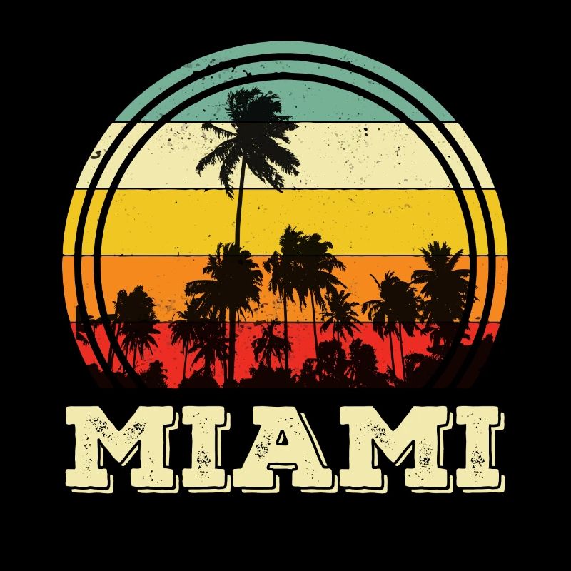 Miami Retro Floride Palm Skyline Beach