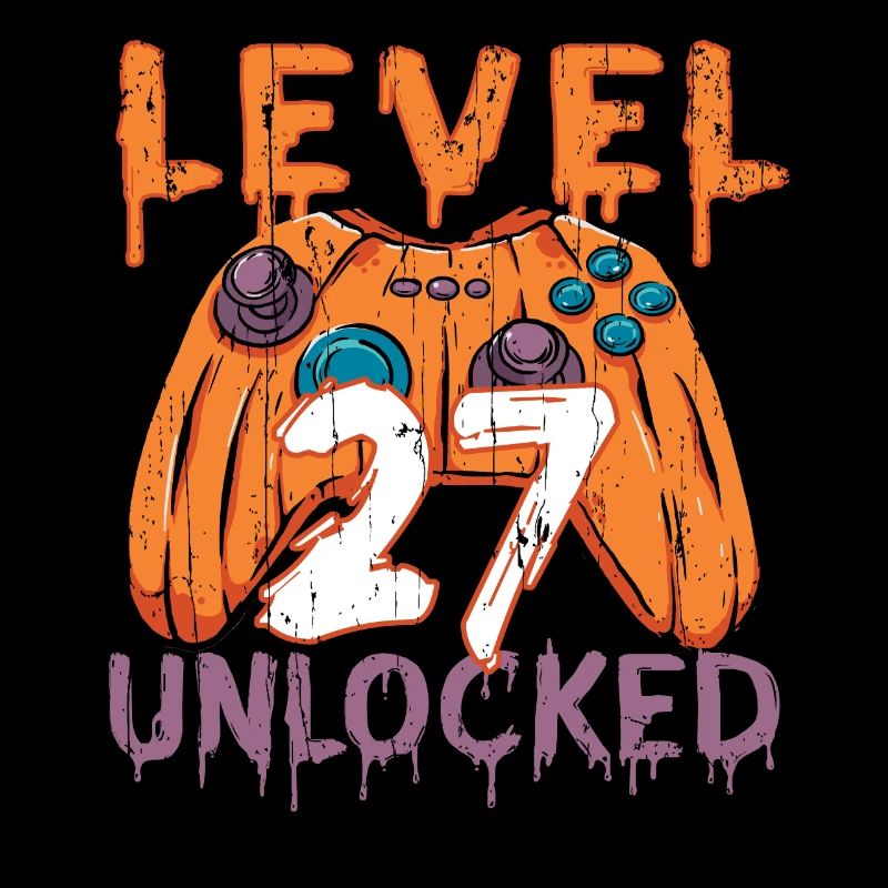 Halloween Pattern Pumpkin Game Gamer Birth Age 27