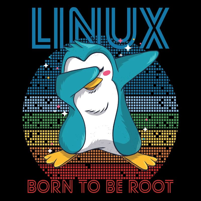 Born To Be Root Retro Penguin Linux Nerd Programme