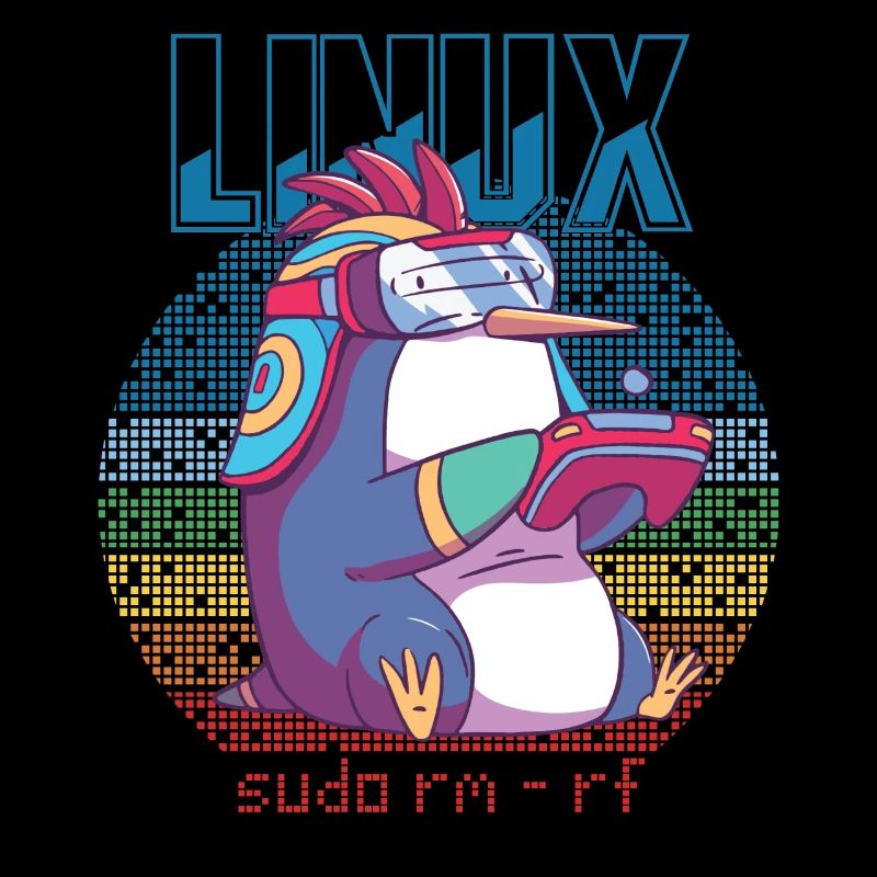 Linux Gamer Sudo Root Geek Admin Penguin Nerd Prog