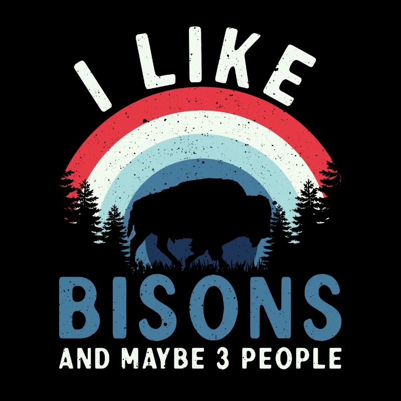 J’aime le bison et 3 personnes vache bison buffle