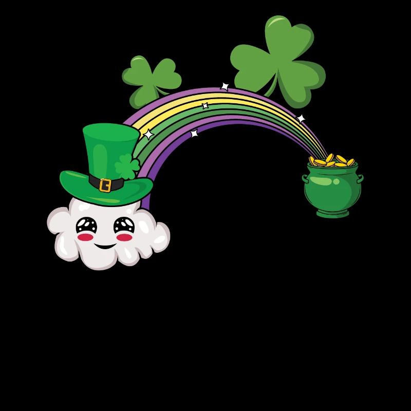 Mignon Kawaii Cloud Arc-en-ciel Happy Saint Patrick