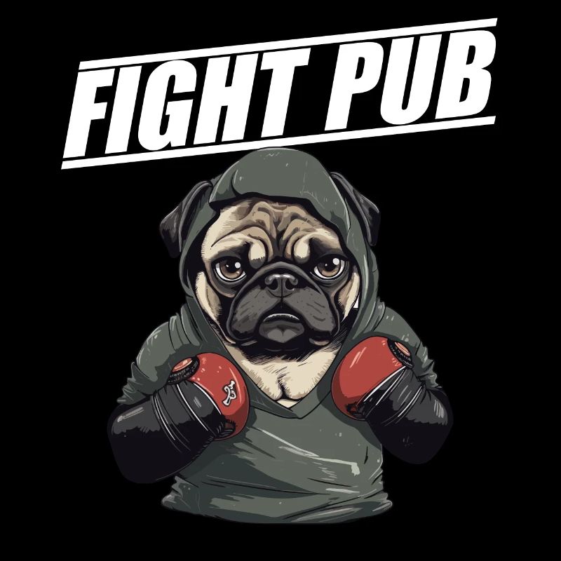 Fight Pub Mops mit Boxhandschuhen