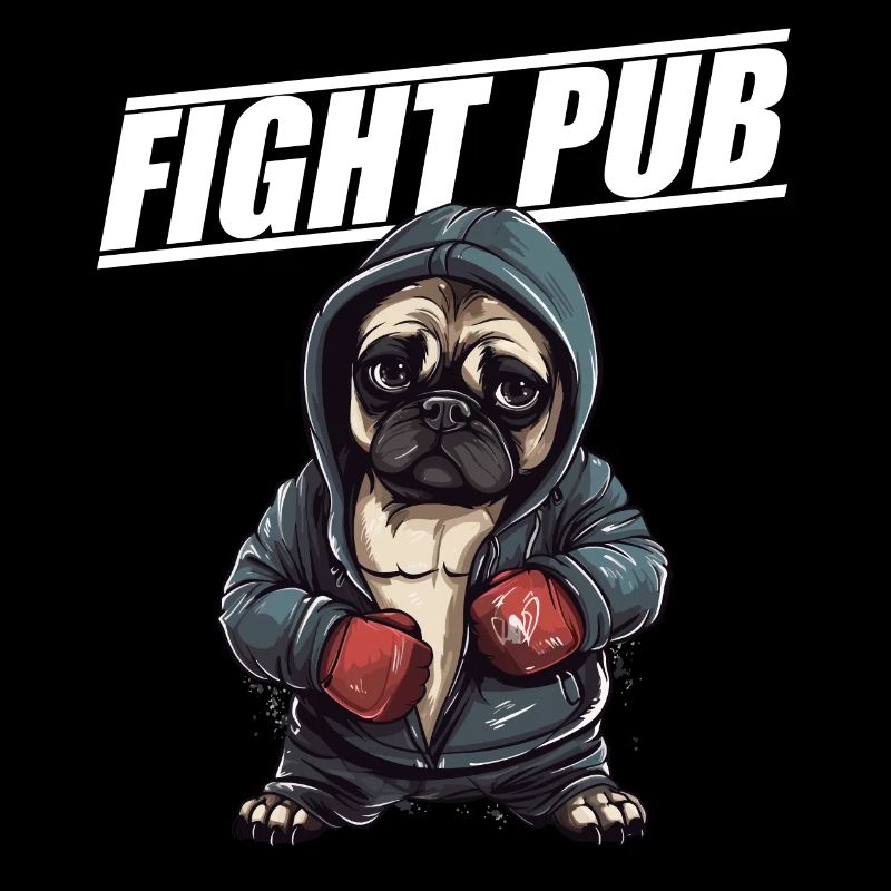 Fight Pub Mops mit Boxhandschuhen Boxer