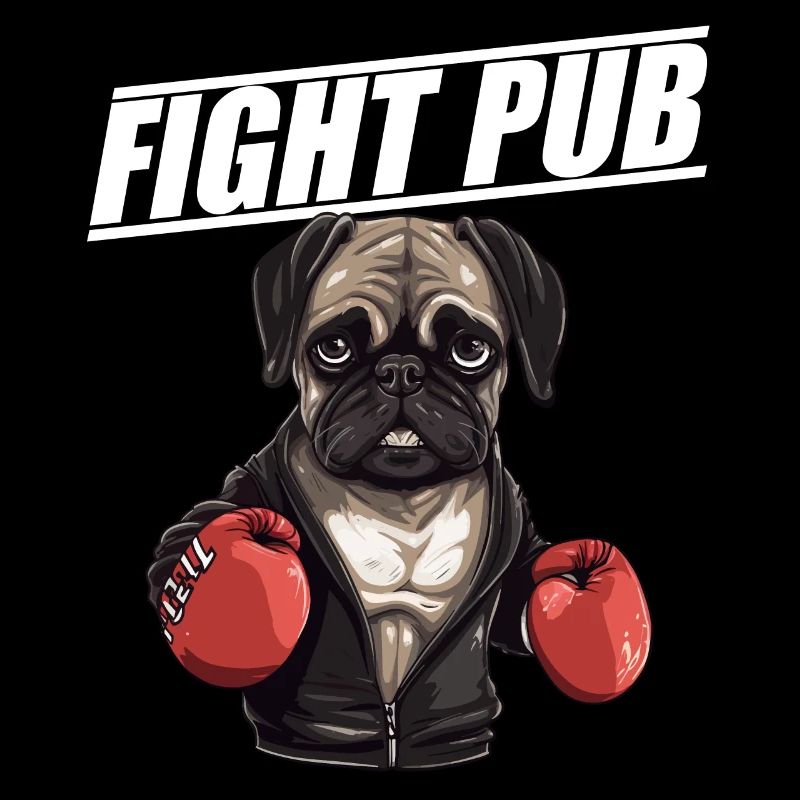 Fight Pub Mops mit Boxhandschuhen Boxer