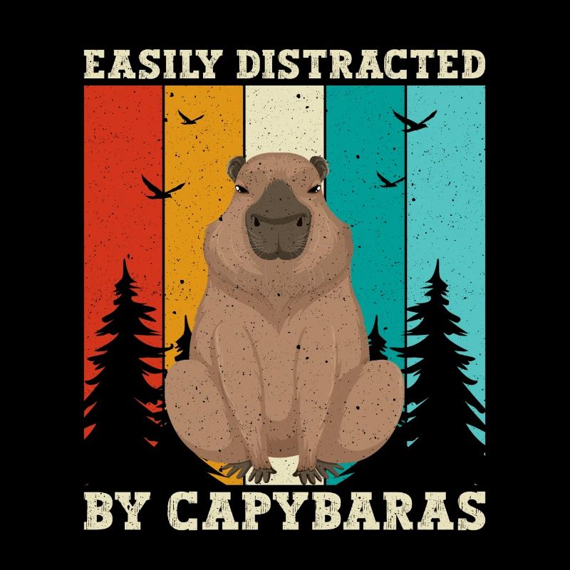 Retro Easily Distracted by Capybaras Capybara